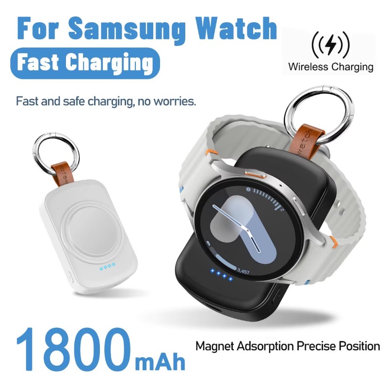 Wireless Charger Watch - Taşınabilir 1800mAh Manyetik Kablosuz Saat Şarj