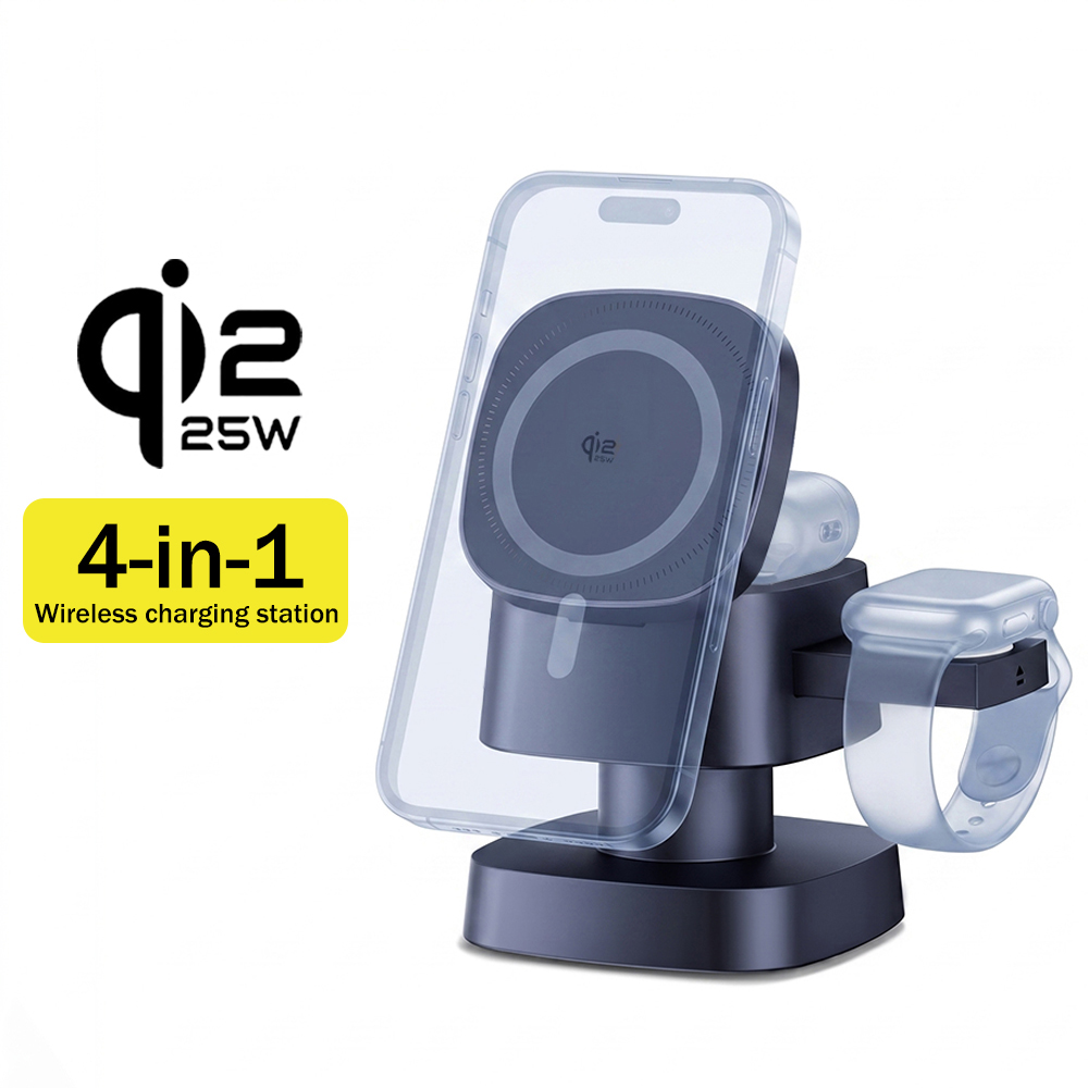 Wireless Charger Watch - Qi2.2 25W 4'ü 1 Arada Manyetik