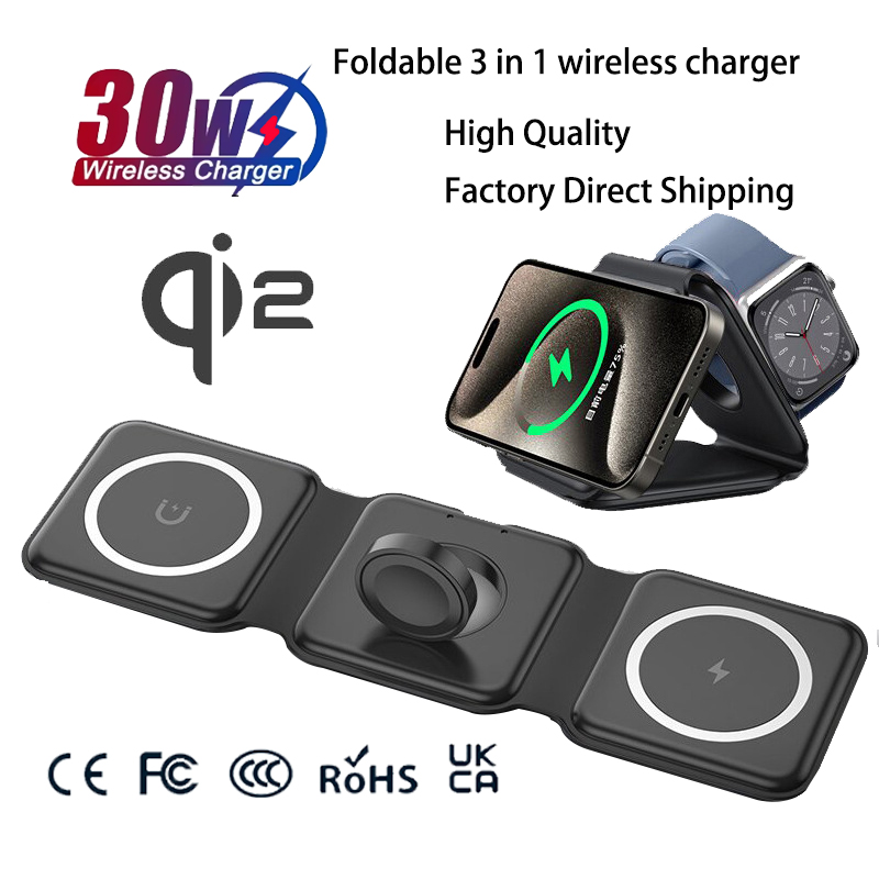 Wireless Charger Watch - Evrensel Qi2 Manyetik Katlanabilir Şarj İstasyonu