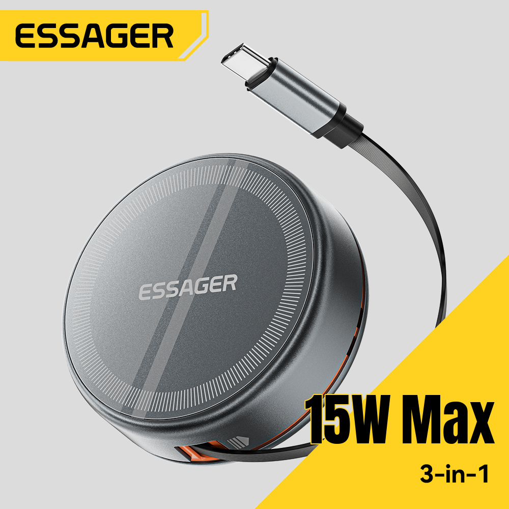 Wireless Charger Watch - Essager 15W 3'ü 1 Arada Manyetik
